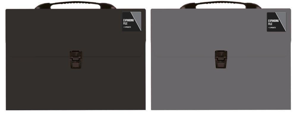 Ig Design 13 Pocket Expanding File - Black/Grey