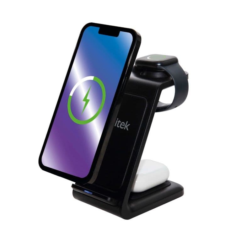 Itek 3 in 1 Wireless Charging Station - Black