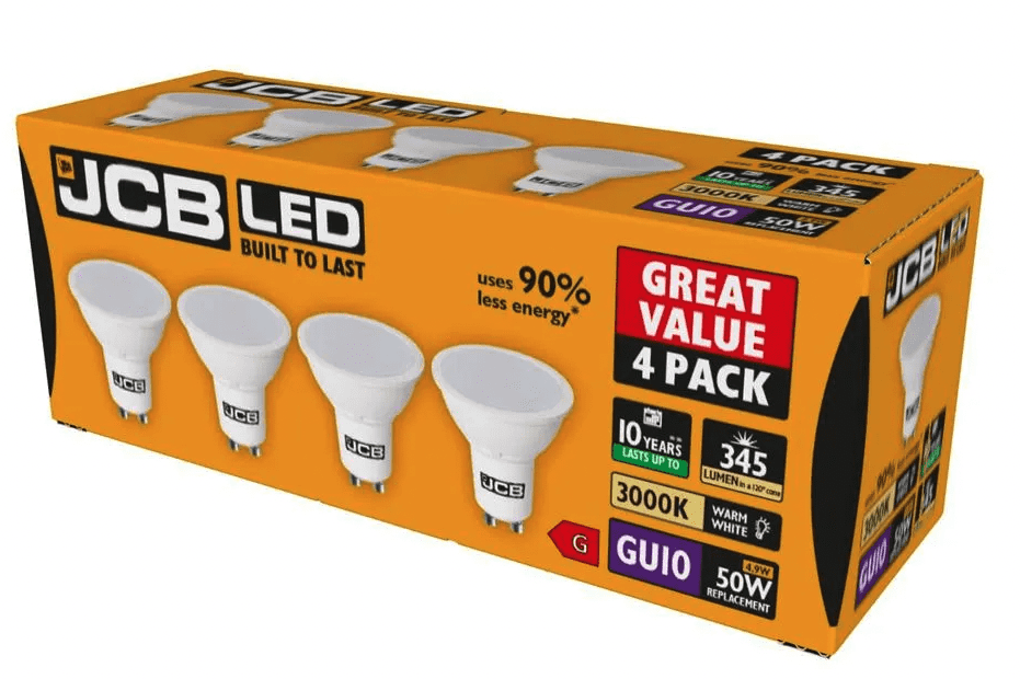 JCB GU10 3000k Warm White - 5w Pack 4