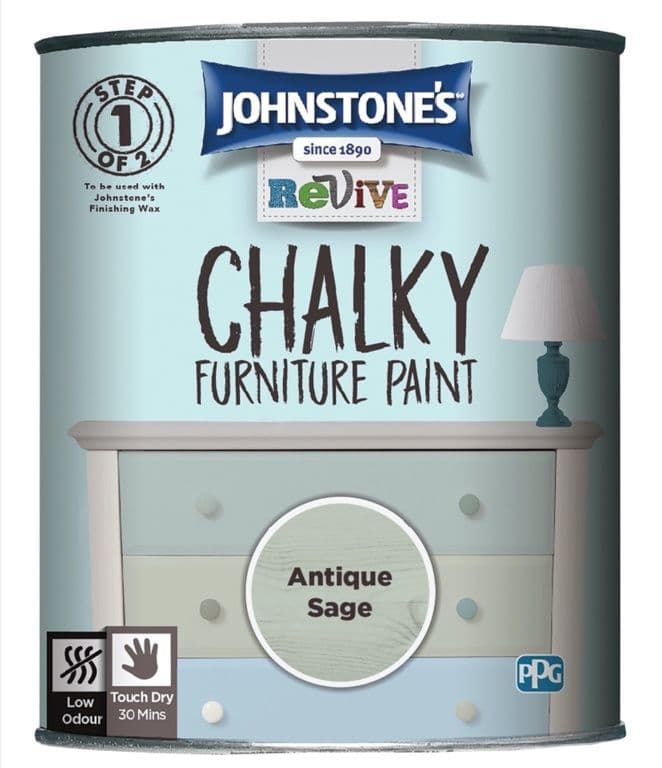 Johnstone's Chalky Furniture Paint 750ml - Antique Sage
