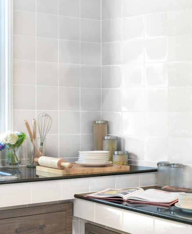 Kai Gloss Flat White Wall Tile - 15 x 15cm 1m2