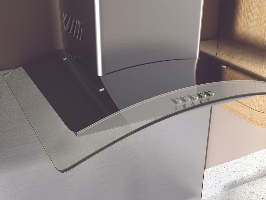 Kitchenplus Curved Glass Cooker Hood - 600mm