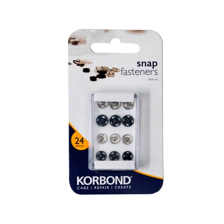 Korbond Sew On Snap Fasteners - 24 Piece