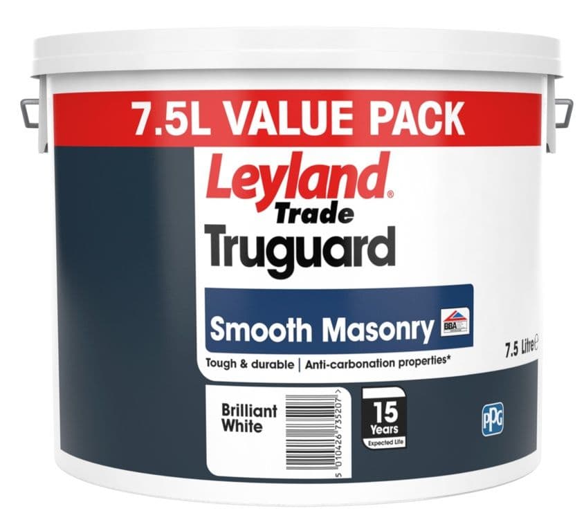 Leyland Trade Truguard Masonry Paint 7.5L - Brilliant White