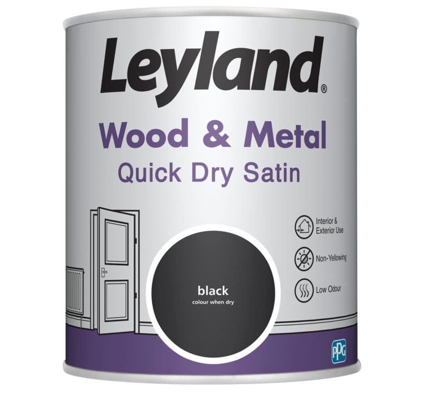 Leyland Wood & Metal Quick Dry Satin 750ml - Black
