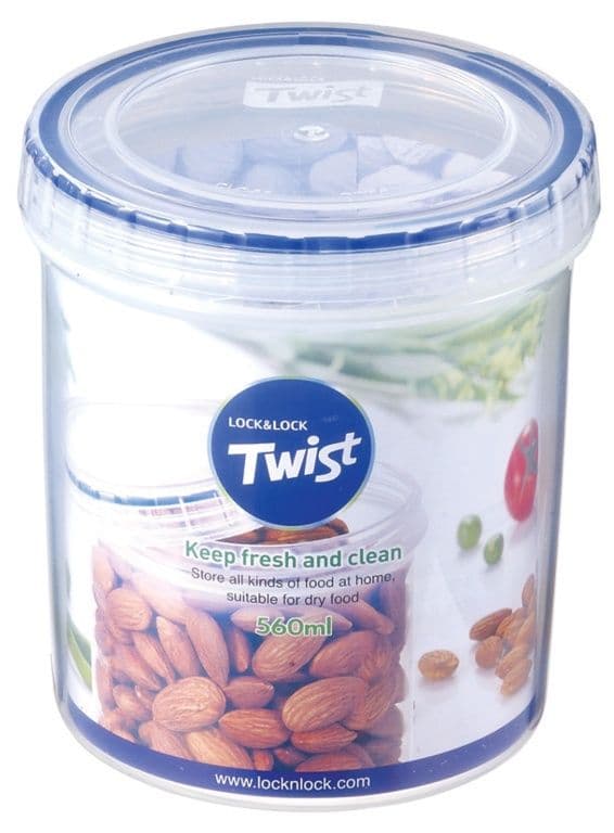 Locknlock Round Food Storage Container with Twist Lid - 560ml (98 x 110mm)