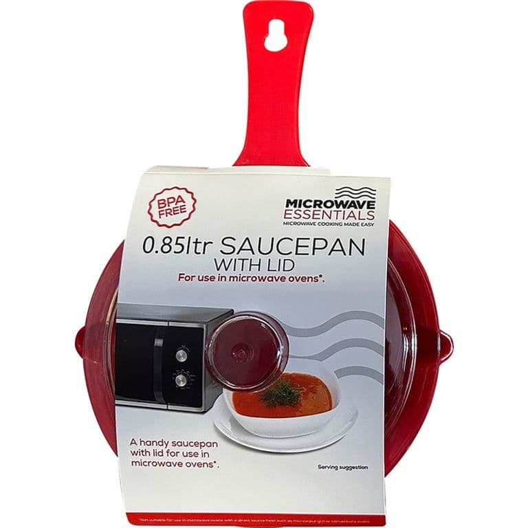Microwave Essentials Large Red Saucepan & Lid - 0.85L