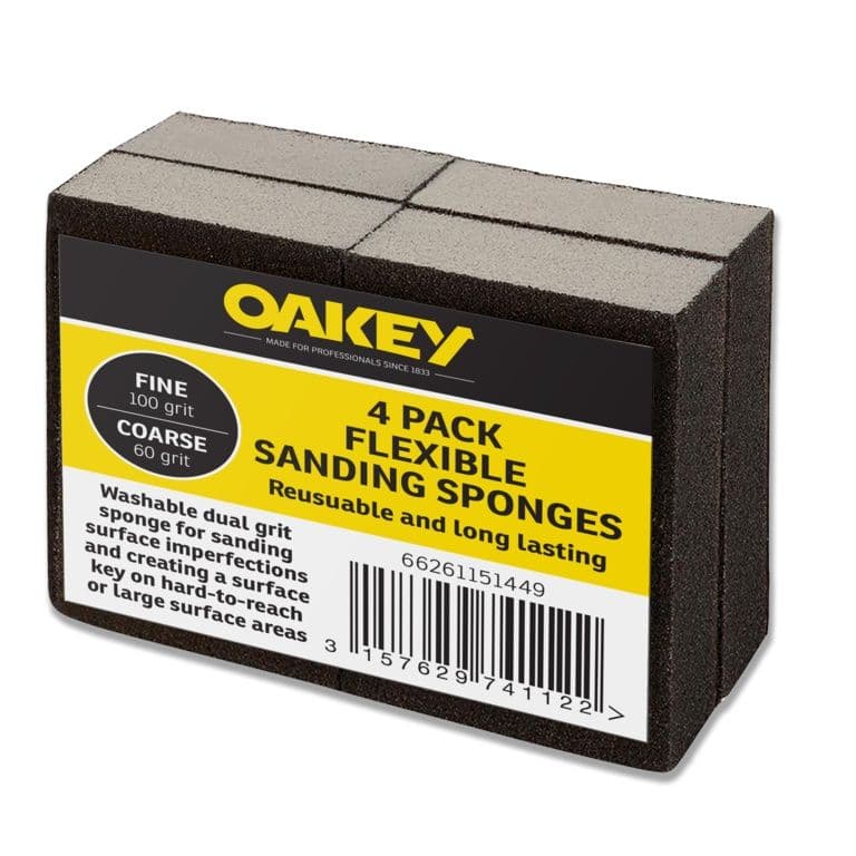 Oakey Black Flexible Sanding Sponges - Fine 100g/Coarse 60g Pack 4