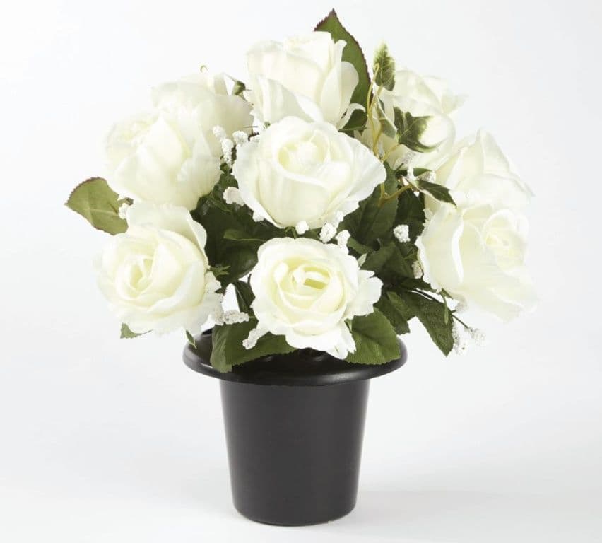 Oasis Grave Vase Container - Black/White