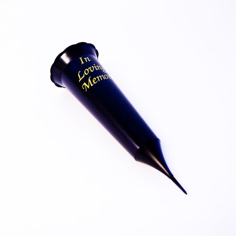 Oasis Grave Vase Spike - Black/Gold Script