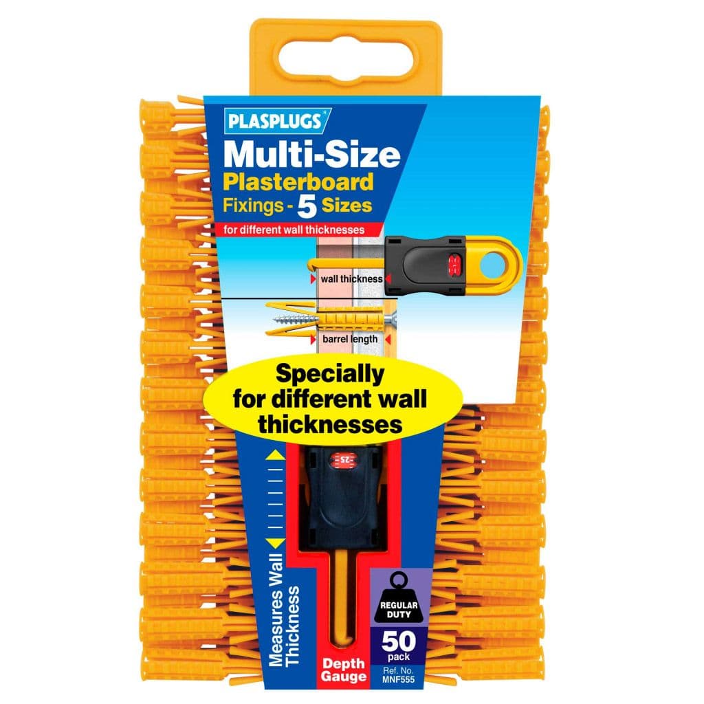 Plasplugs Multi-Size Plasterboard Plugs - 10 Plugs