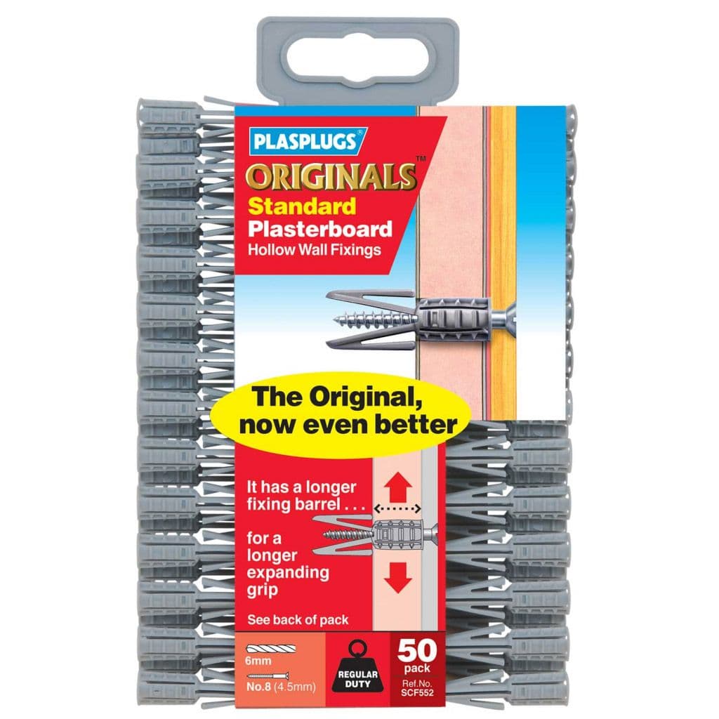 Plasplugs Regular Duty Plasterboard Fixings - 50 Pack