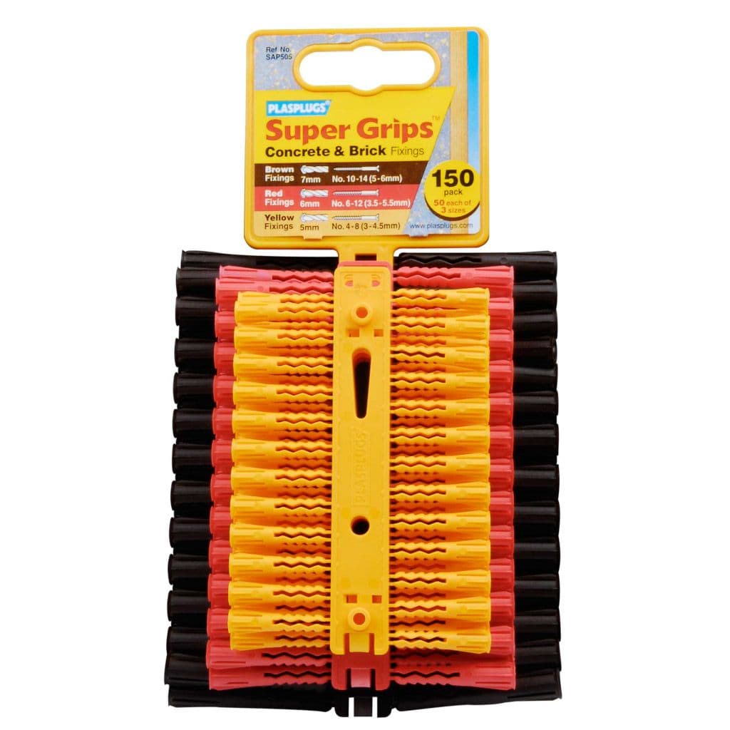 Plasplugs Super Grips Fixings Mixed - 150 Pack