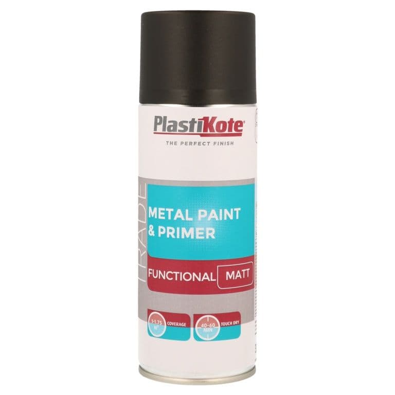PlastiKote Metal Spray Paint 400ml - Black Matt