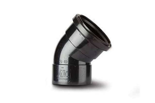 Polypipe Offset Bend 135 Degrees - 4"/110mm Black Double Socket