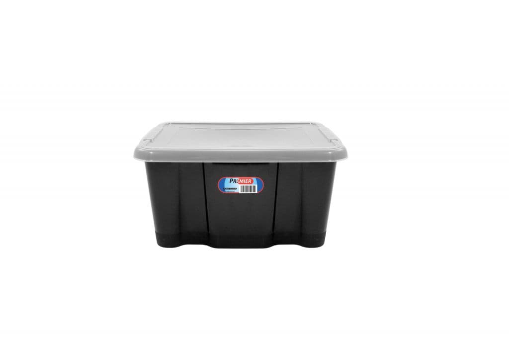 Premier Storage Box Black Base And Clear Lid - 24Lt