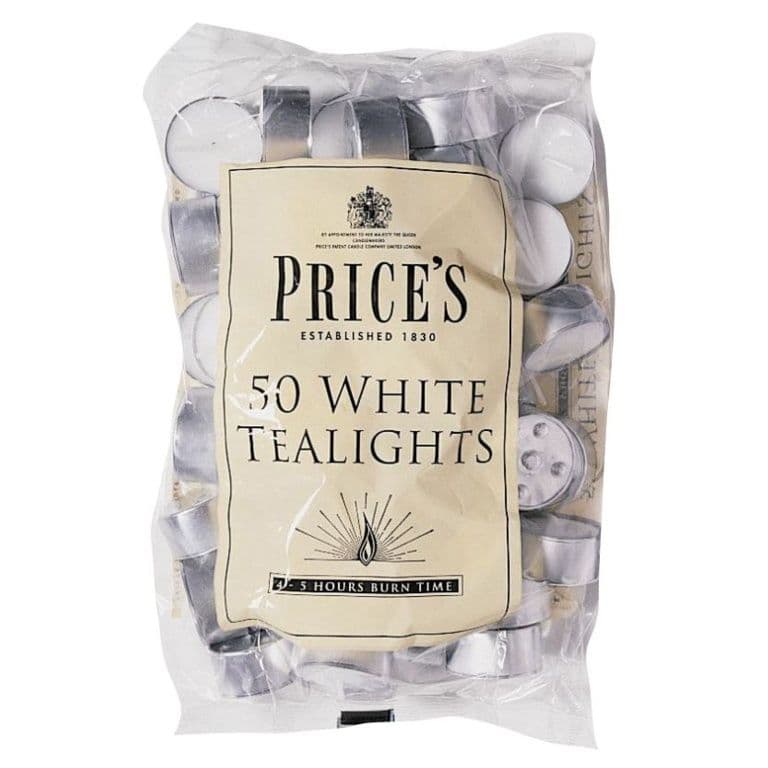 Price's Candles White Tealights - Pack 50