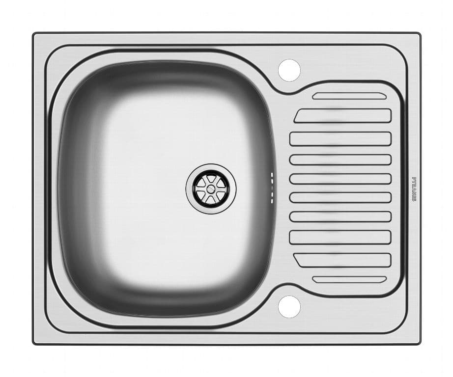 Pyramis Aurora Single Bowl Half Drainer Stainless Steel Sink - 62 x 50cm