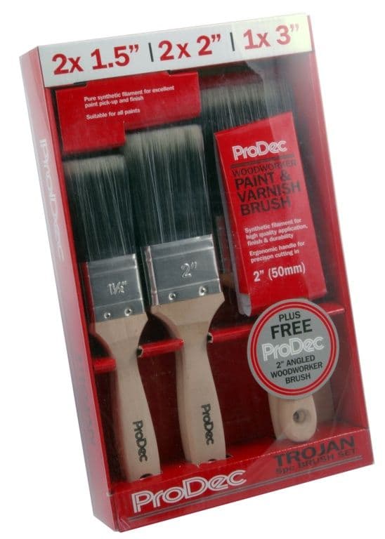 Rodo Trojan Brush Set With FREE 2" Woodworker - 5 piece