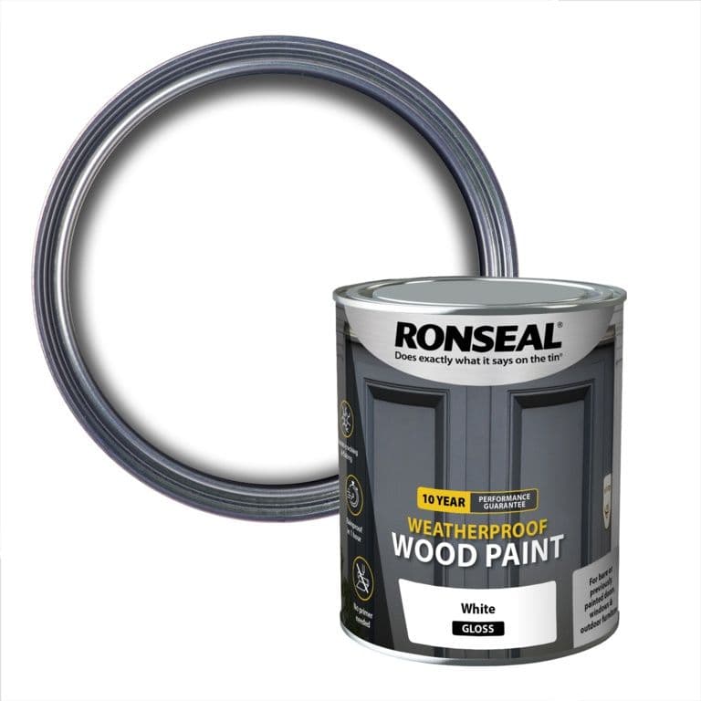 Ronseal 10 Year Weatherproof Gloss Wood Paint 750ml - White