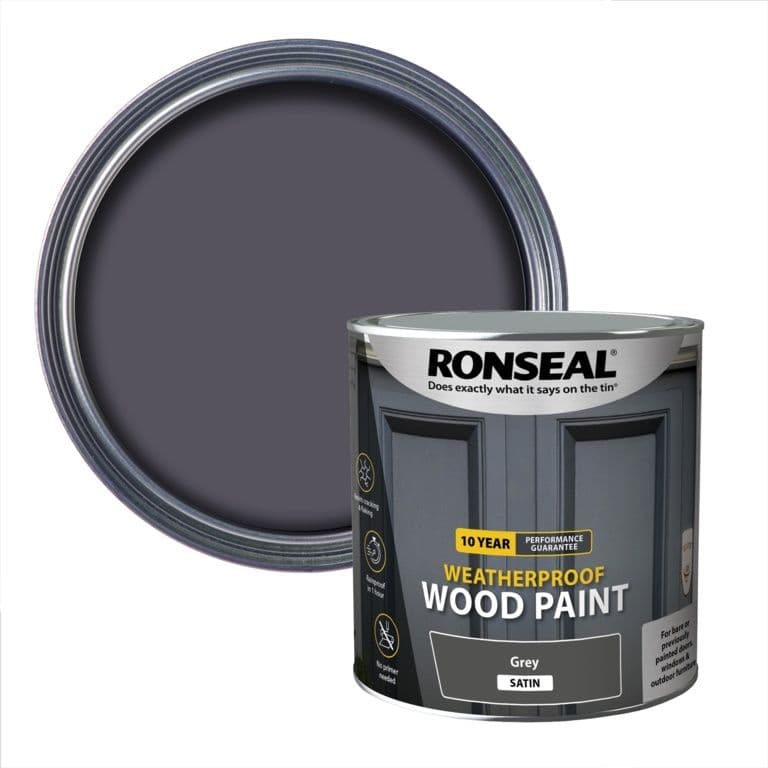 Ronseal 10 Year Weatherproof Satin Wood Paint 2.5L - Grey