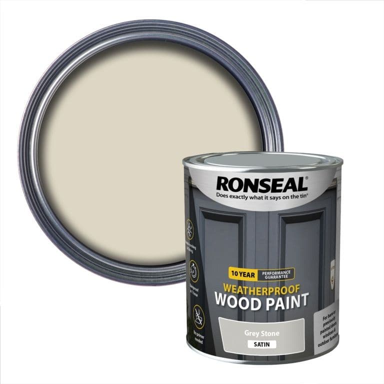 Ronseal 10 Year Weatherproof Satin Wood Paint 750ml - Grey Stone