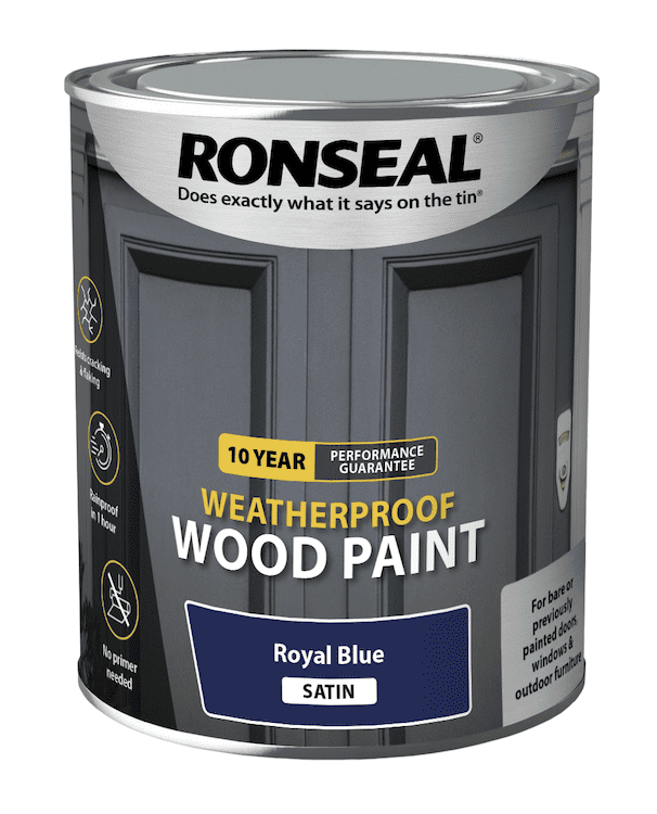 Ronseal 10 Year Weatherproof Satin Wood Paint 750ml - Royal Blue