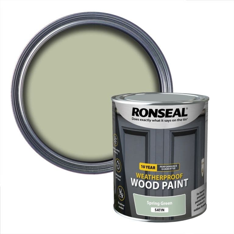 Ronseal 10 Year Weatherproof Satin Wood Paint 750ml - Spring Green