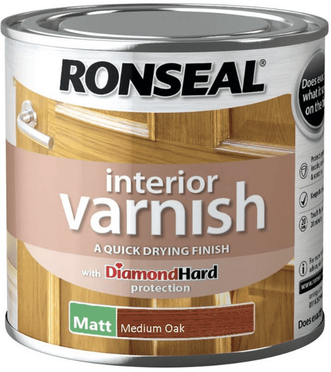 Ronseal Interior Varnish Matt 250ml - Medium Oak