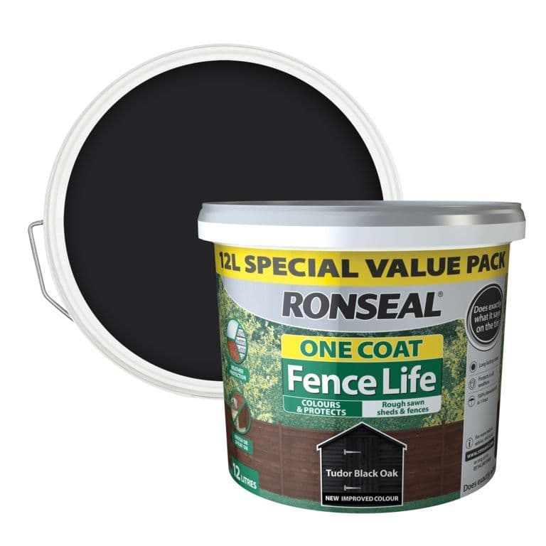 Ronseal One Coat Fence Life 12L - Tudor Black Oak