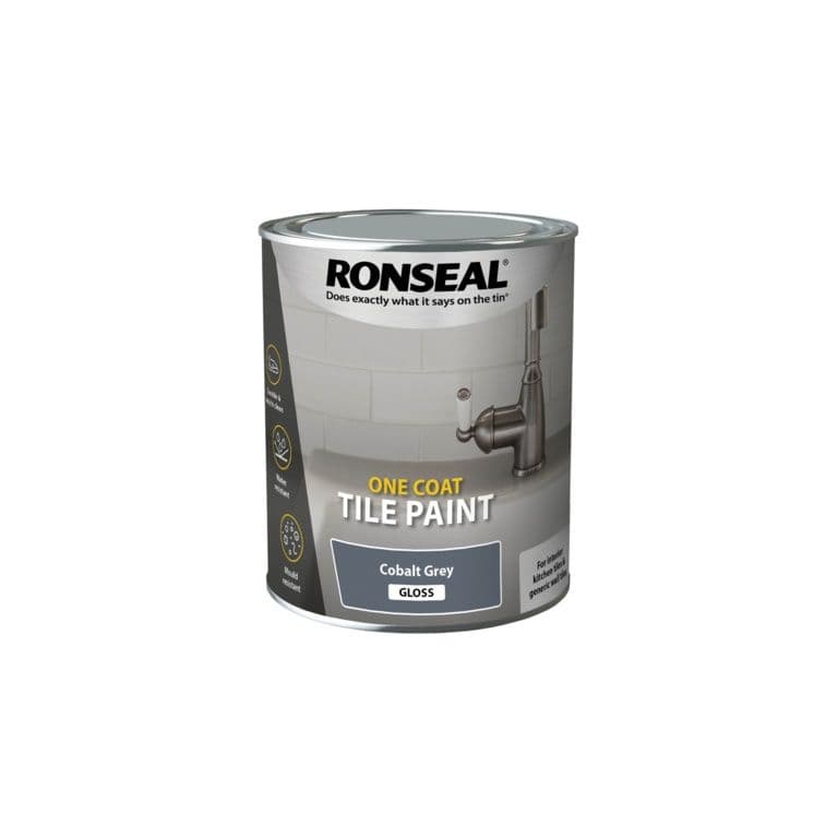 Ronseal One Coat Tile Paint 750ml - Colbalt Grey Gloss