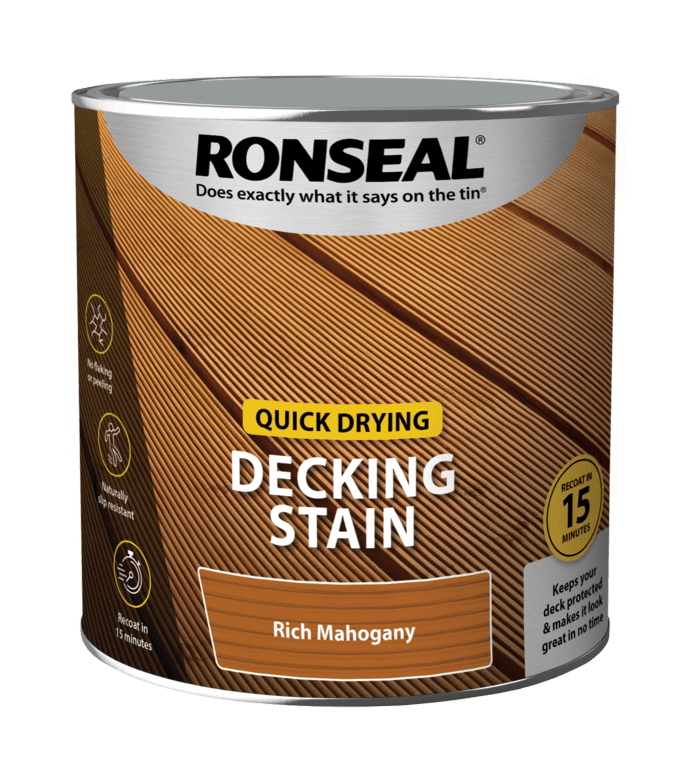 Ronseal Quick Drying Decking Stain 2.5L - Rich Mahogany
