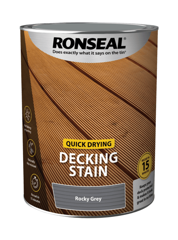 Ronseal Quick Drying Decking Stain 5L - Rocky Grey