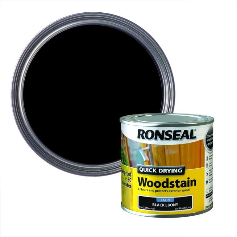 Ronseal Quick Drying Woodstain Satin 250ml - Black Ebony