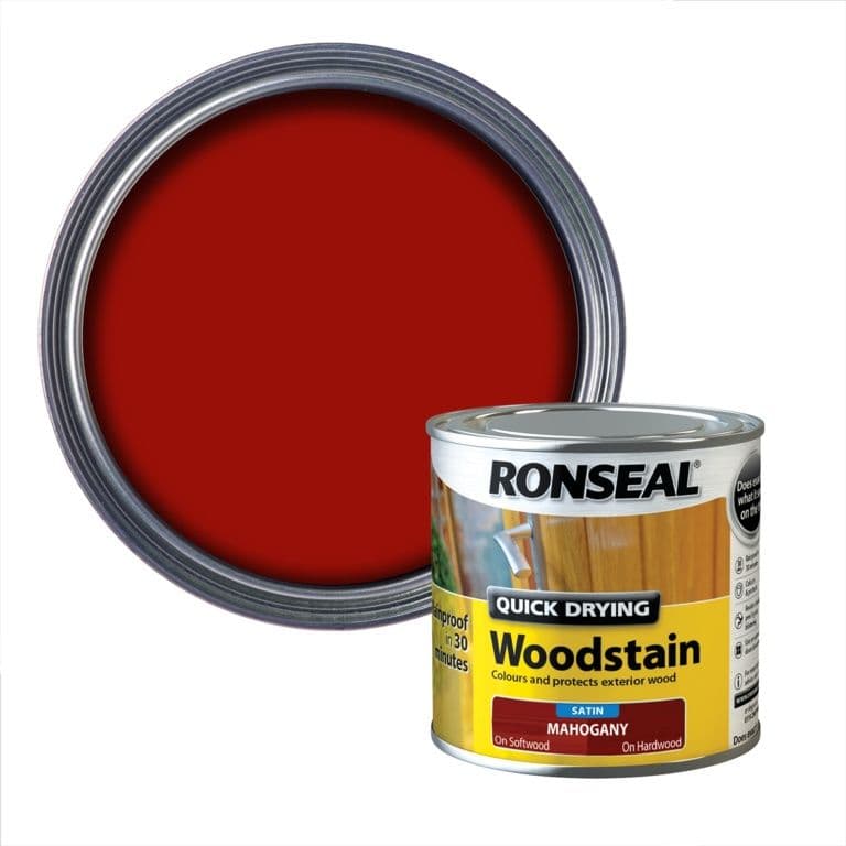 Ronseal Quick Drying Woodstain Satin 250ml - Mahogany