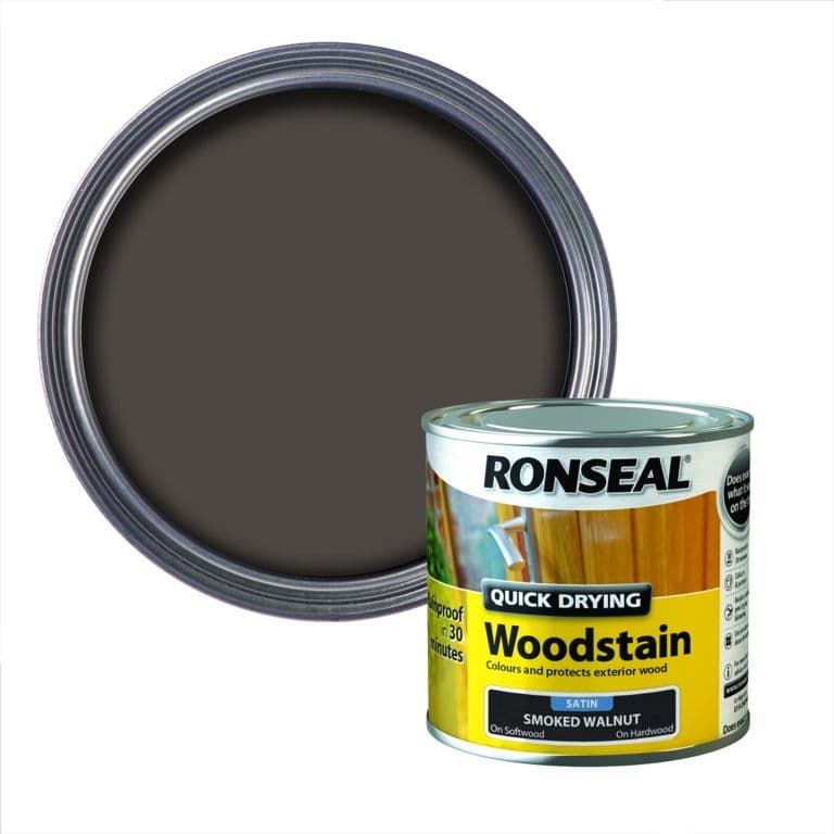 Ronseal Quick Drying Woodstain Satin 250ml - Smoked Walnut