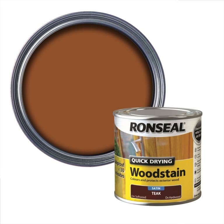 Ronseal Quick Drying Woodstain Satin 250ml - Teak