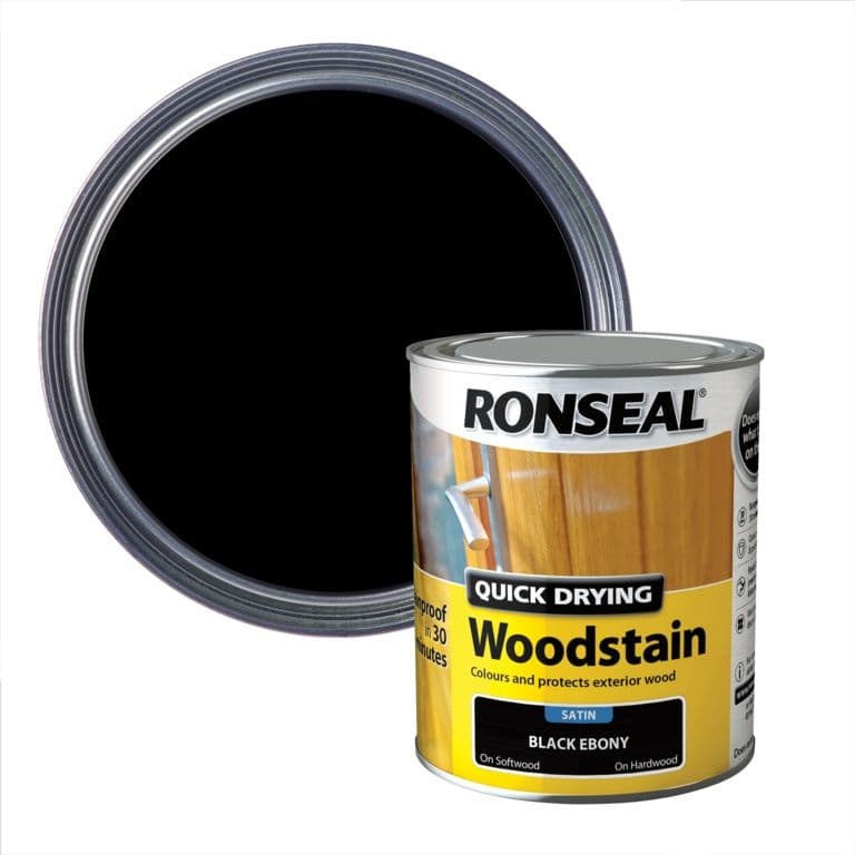 Ronseal Quick Drying Woodstain Satin 750ml - Black Ebony
