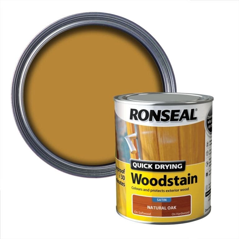 Ronseal Quick Drying Woodstain Satin 750ml - Natural Oak