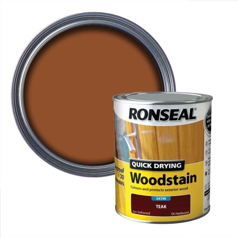 Ronseal Quick Drying Woodstain Satin 750ml - Teak