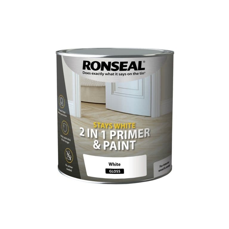 Ronseal Stay White 2in1 Primer & Paint 2.5L - White Gloss
