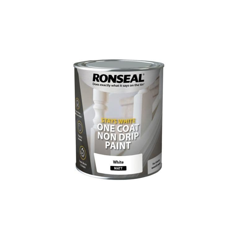Ronseal Stays White One Coat Non Drip Paint 750ml - White Matt
