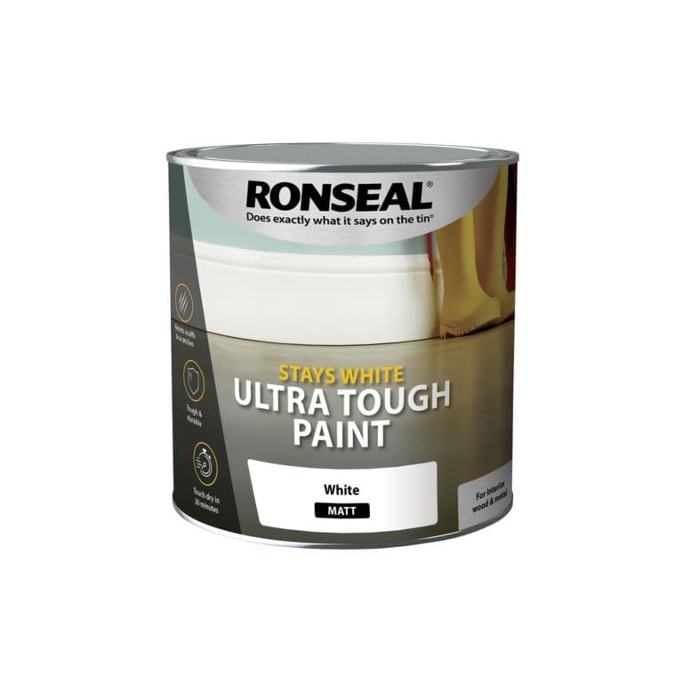 Ronseal Stays White Ultra Tough Paint 2.5L - White Matt