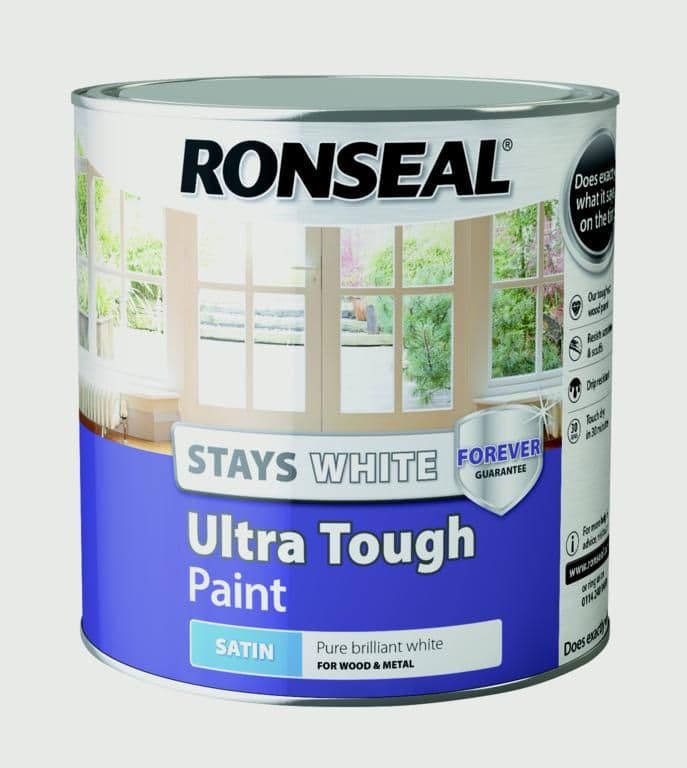 Ronseal Stays White Ultra Tough Paint 2.5L - White Satin