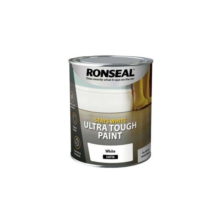 Ronseal Stays White Ultra Tough Paint 750ml - White Satin