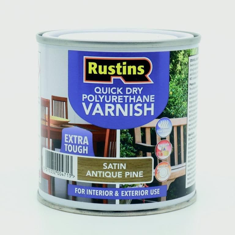 Rustins Polyurethane Satin Varnish 250ml - Antique Pine