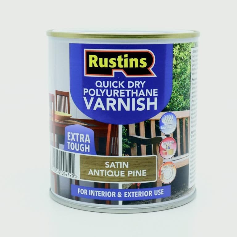 Rustins Polyurethane Satin Varnish 500ml - Antique Pine