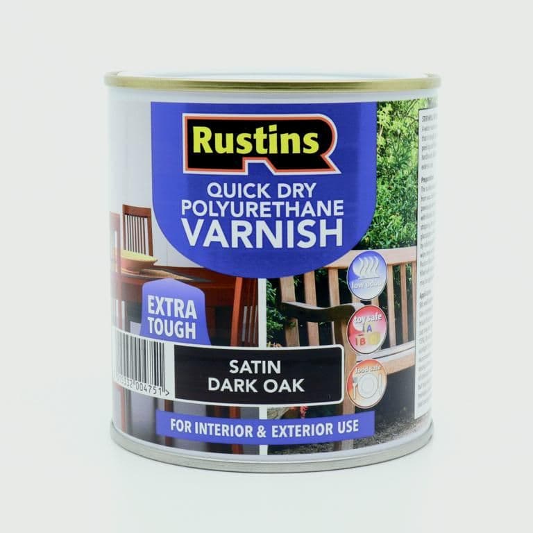 Rustins Polyurethane Satin Varnish 500ml - Dark Oak