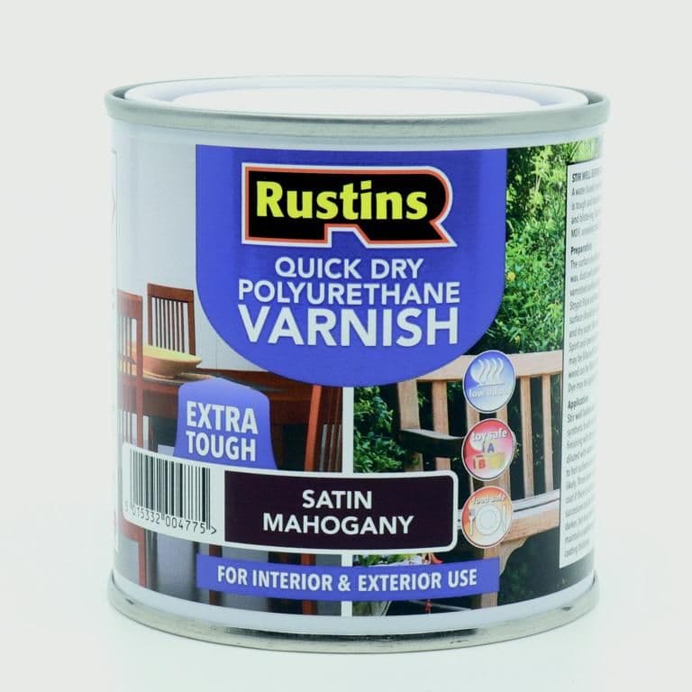 Rustins Polyurethane Satin Varnish 500ml - Mahogany