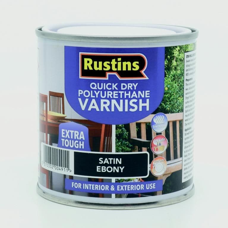 Rustins Quick Dry Poly Varnish Satin Ebony - 250ml